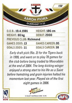 2006 Select AFL Supreme #150 Aaron Fiora Back